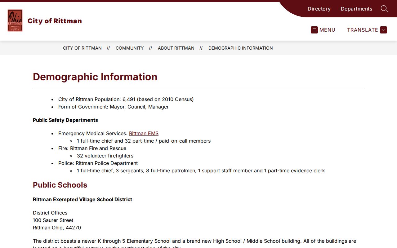 Medina County court docket Rittman city demographic information source