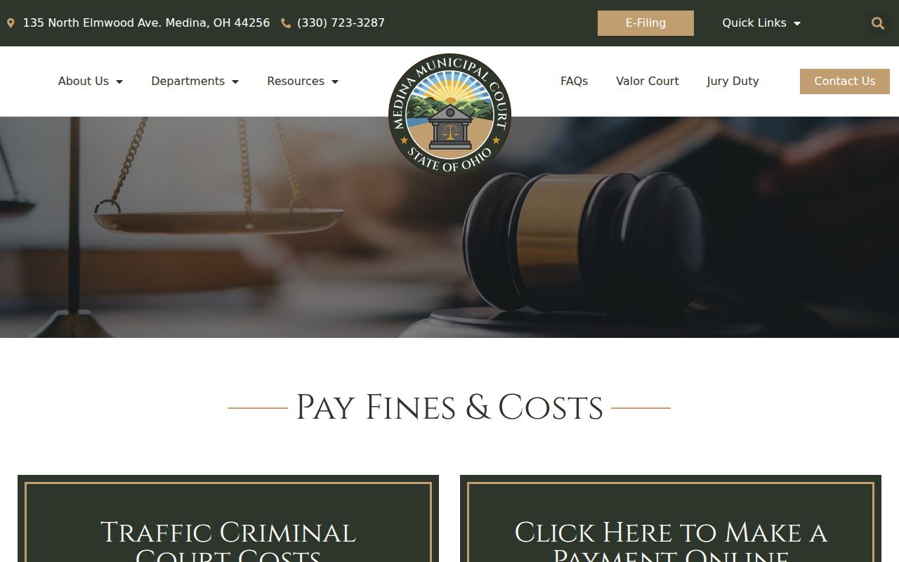 Medina County traffic court records payment instructions at Medina Municipal Court