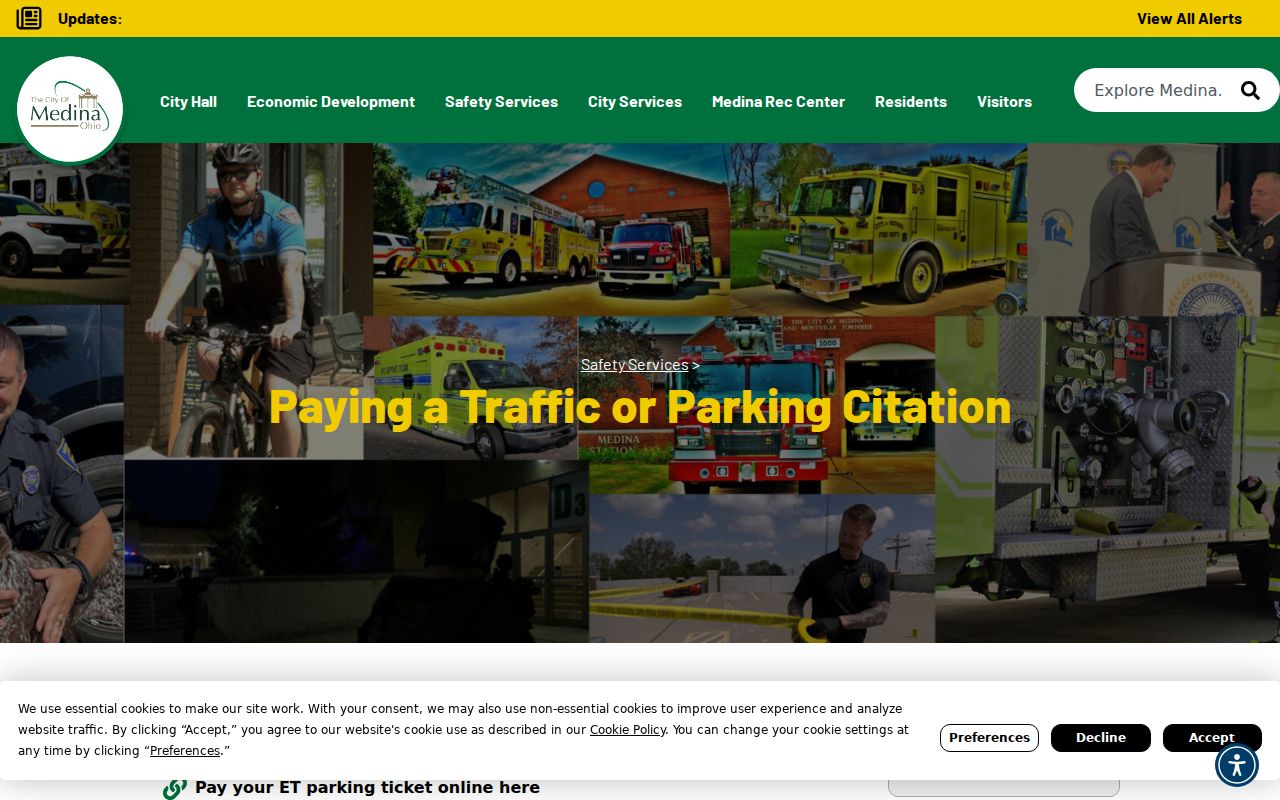 Medina County traffic court records and city traffic payment information
